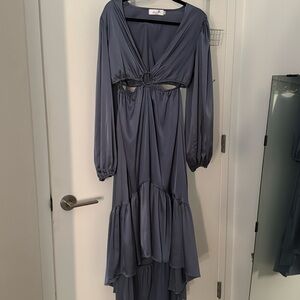 Elegant Gray Satin Like Dress